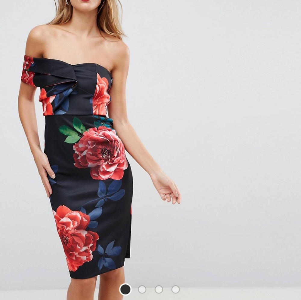 Asymmetrical rose dress